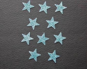 10 little stars clothing blue glittery 15x15mm