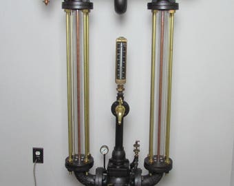 Original steampunk industrial age electric pressure floor lamp.