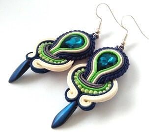Soutache Statement Handmade Drop Earrings