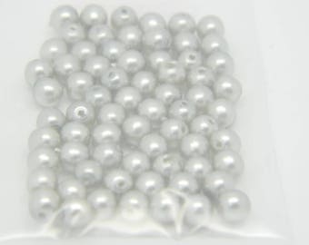 set 4mm gray round Pearl x 65 (l827)
