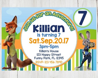 SUPER SALE -80%: Zootopia Instant Download Invitation, Zootopia Invitation, Zootopia Party, Zootopia Birthday Invitation, Zootopia Card, PDF