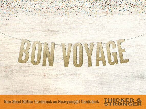 Bon Voyage Glitter Banner Block Letters Premium Quality