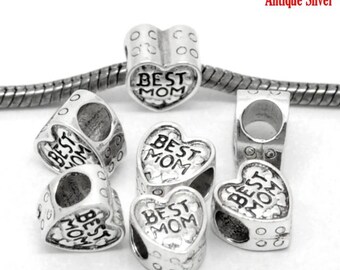 Pandora charm mum mother heart silver charm for pandora charm bracelets and general jewellery craft making