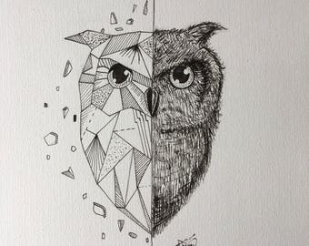 Pen and ink owl | Etsy