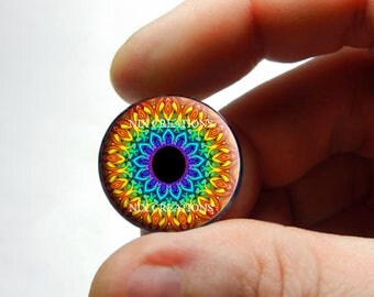 Glass Eyes - Kaleidoscope Eye Human Doll Taxidermy Eyes Handmade Glass Cabochons Design 4 - Pair or Single - You Choose Size