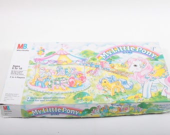 My Little Pony Game, Milton Bradley, Vintage, Board Game, 2 to 4 players, Merry Go Round, Fun, Kids, Activity ~ The Pink Room ~ 170312