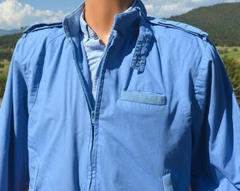 vintage 80s windbreaker SEARS members only jacket light blue Medium Small