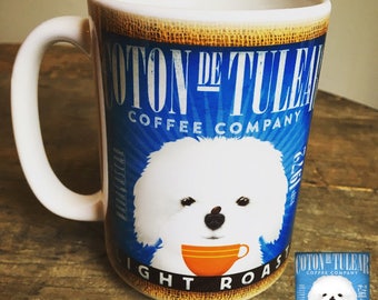 Coton de Tulear dog Coffee company graphic art MUG 15 oz ceramic coffee mug