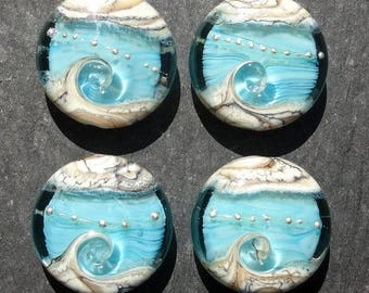 Lampwork Small Focals Sprees (4) Encased Water