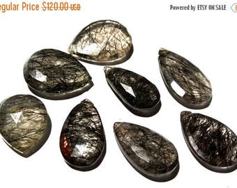 50% Off Sale 8Pcs Finest Quality Black Rutilated Quartz Faceted Pear Briolettes Focal Pendant 107Cts 24.5x14.5-18.5x14.5mm