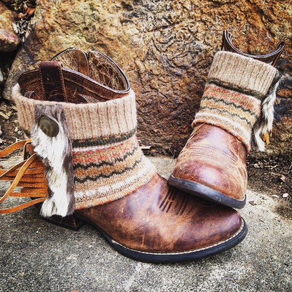 Fair Isle Sacagawea Mini Boot Sweaters Mongolian Faux Fur