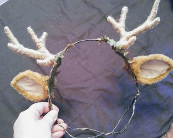 Fawn ear and antler headband unisex