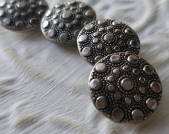 Vintage Buttons - 4 medium matching, pressed design, silver metal (July 591 17)