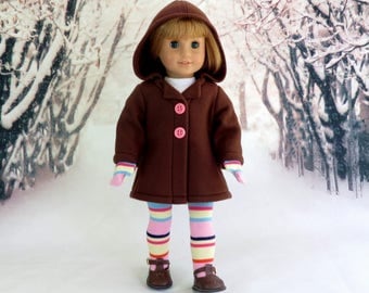 Hooded Winter Coat with Socks and Mittens, Swing Coat, Thigh High Socks, Matching Mittens
