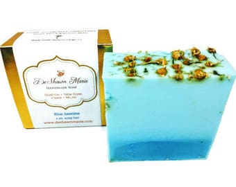 SALE SOAP - Blue Jasmine Soap, Vegan Soap, Jasmine Soap, Blue Soap, Soap Gift, Chamomile Soap, Floral Soap