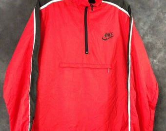 S a l e Vintage 1980's red and black Nike pullover windbreaker