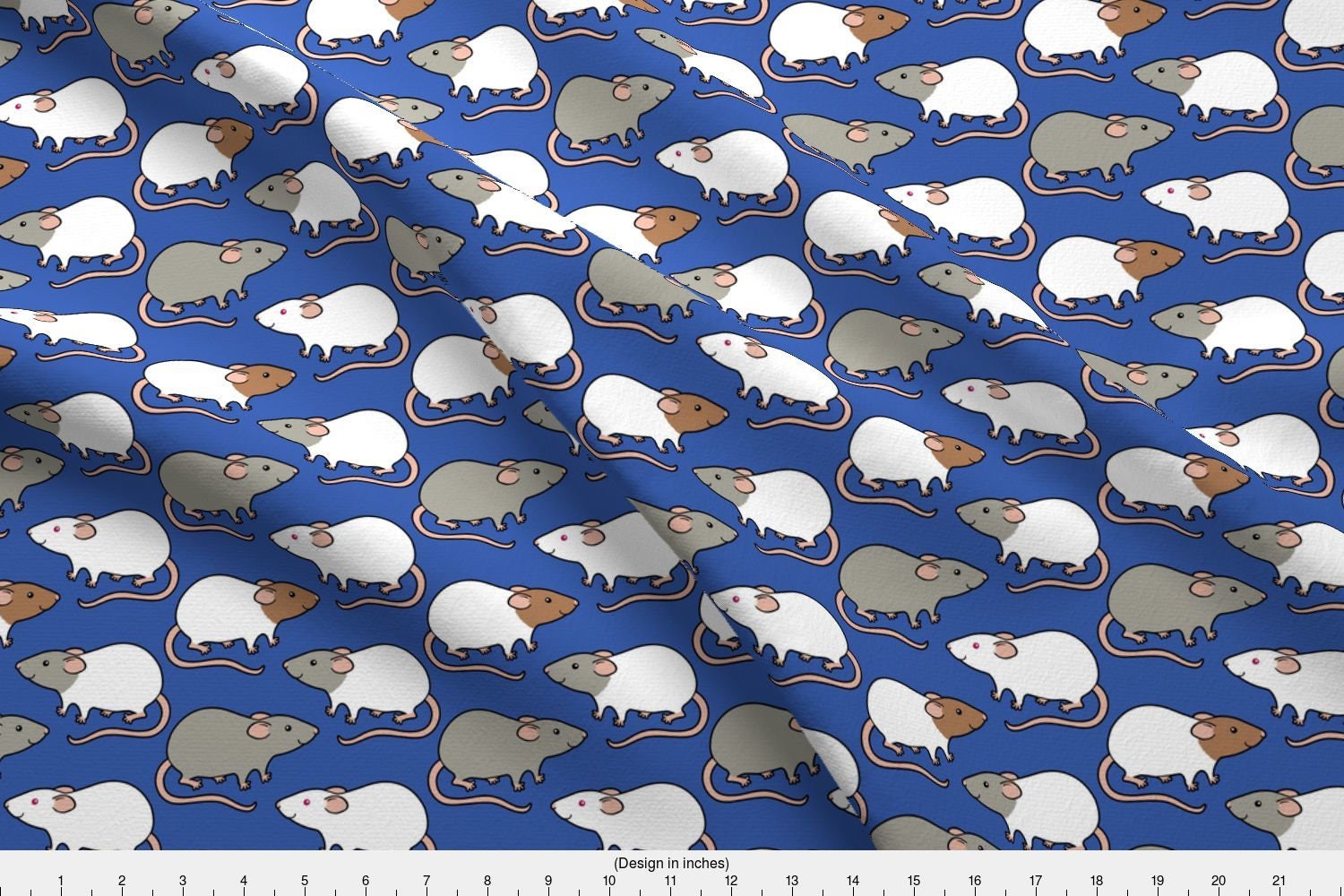 Rat Fabric Cute Rats By Zoel Rat Mouse Blue Animal Critter Rodent