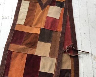 1960s Suede Patchwork Tunic / True Vintage / Suede Poncho / Hippie Tunic / Hippie Poncho / Boho
