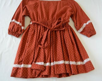 Vintage GIRL'S DRESS little house on the prairie style homemade