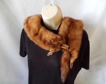 VINTAGE fur stole, 1940's stone marten fur boa, 2 pelts, outerwear, fur collar, vintage accessory