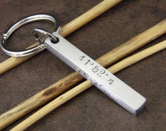 Chicago Keychain, Chicago Key Chain, Latitude Longitude Keychain , Coordinates Key Chain of Chicago