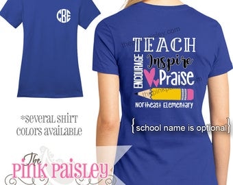 Monogrammed Teacher Shirt | Teacher Appreciation Gift | Personalized Teacher t-shirt l Last Day of School Shirt