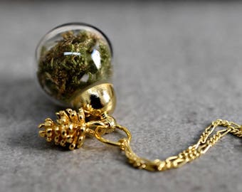 925 sterling silver gold plated necklace with moss