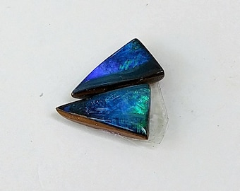 Triangle Australian Boulder Opal, Boulder opal, Opal pair, Boulder Opal Pair, Blue Green Boulder Opal