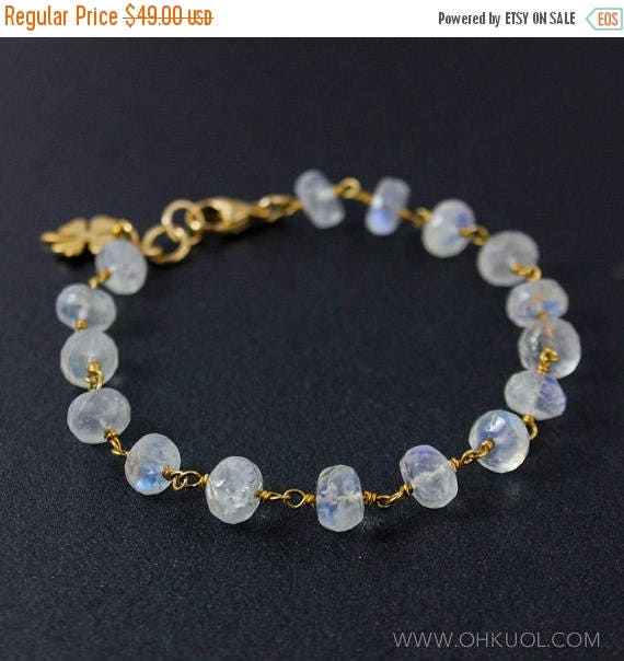 ON SALE Rainbow Moonstone Gemstone Bracelet Choose Your