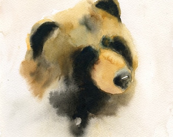 Bear Original watercolor painting 8x10inch
