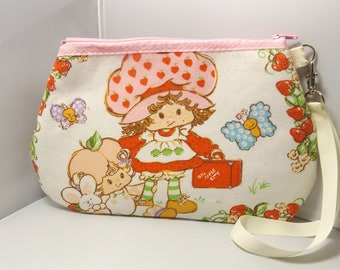 Strawberry Shortcake Wristlet / Pouch -- Handmade Vintage 80s American Greetings