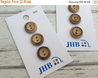 SALE Wood Buttons, Twiggy Wood Buttons by JHB, 2 Hole, Carded Set of 3, Style 352, 5/8" (16mm), Sewing, Crafting, Quilting, Embellishments