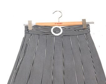 Elegant 80's Viscose Striped & Pleated Maxi Skirt- Size 36 EU, 4/6 US