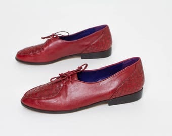 vintage 9 West oxblood oxfords women's shoes leather