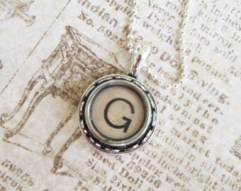 The Letter G Vintage Typewriter Key Necklace Pendant