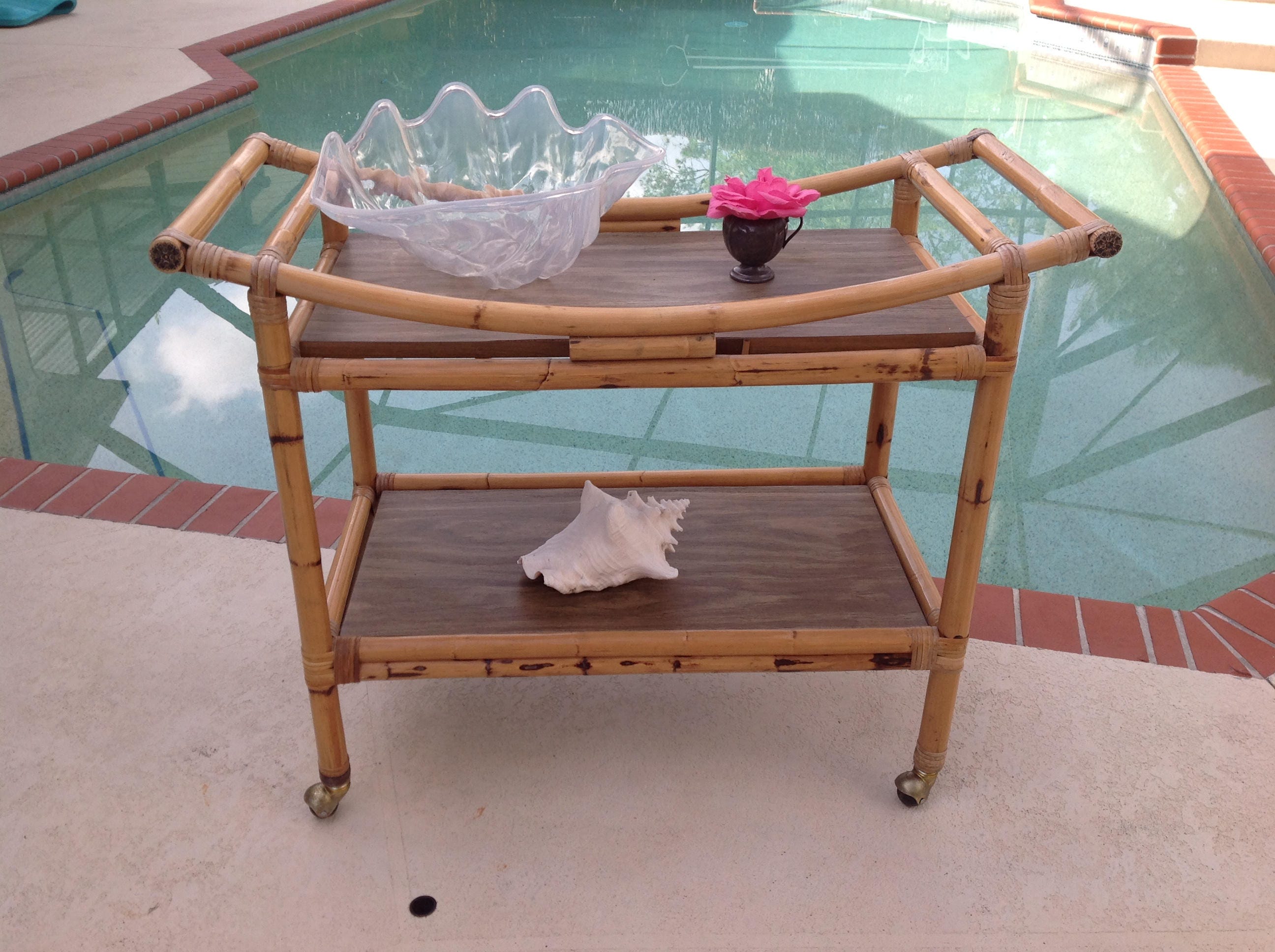 BAMBOO BAR CART / 40 1/2 long Ficks Reed Pagoda Shape