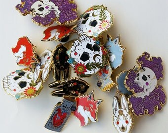 SECONDS Hard Enamel Pins -Flawed & Faulty - Lapel Pin, Cloisonné Badge, Enamel Brooch, Skull Pin, Wolf Pin, Fox Pin, Gamer Pin, Heart Pin