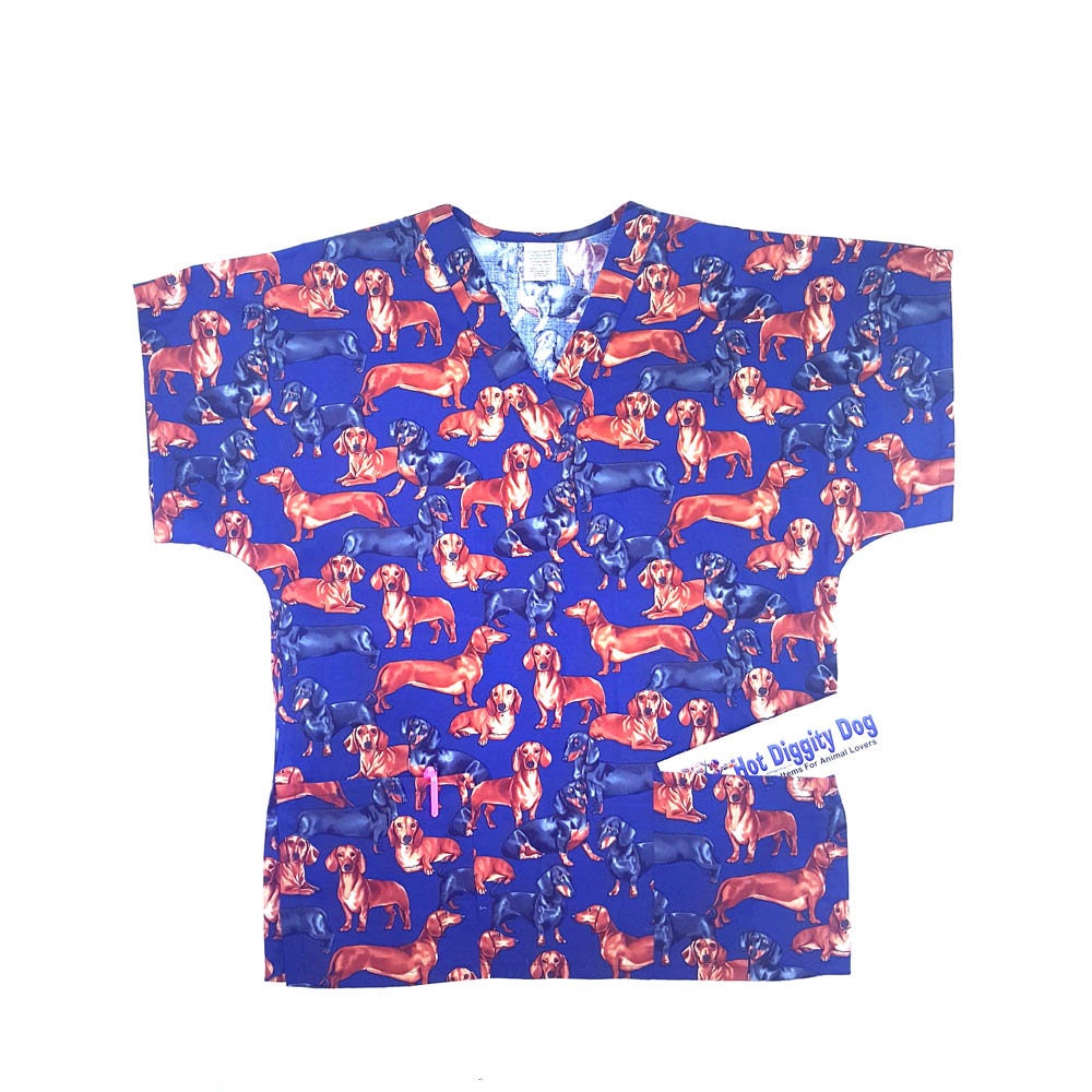 Dachshund Dog Scrub Top Ladies Scrubs Men Scrubs Medical