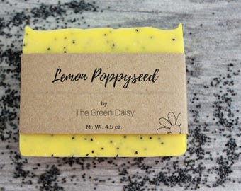Lemon PoppySeed Soap with Shea Butter - Lemongrass Homemade Soap - Natural Handmade Soap - Lemongrass Essential Oil Soap - Cold Process Soap
