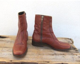 20% Off Sale 90s Cognac Ankle Chelsea Beetle Boots Made In Italy Ladies Size 5.5
