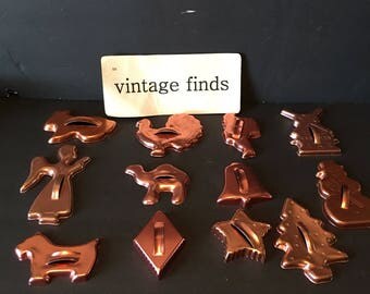 Lot # 102 - Vintage Copper Cookie Cutters - Heart in Hand & Snow