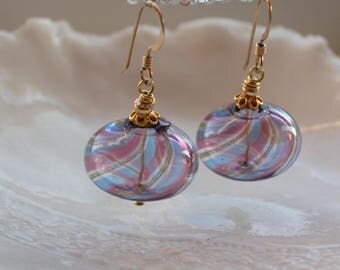 Purple Venetian Murano Blown Glass Earrings