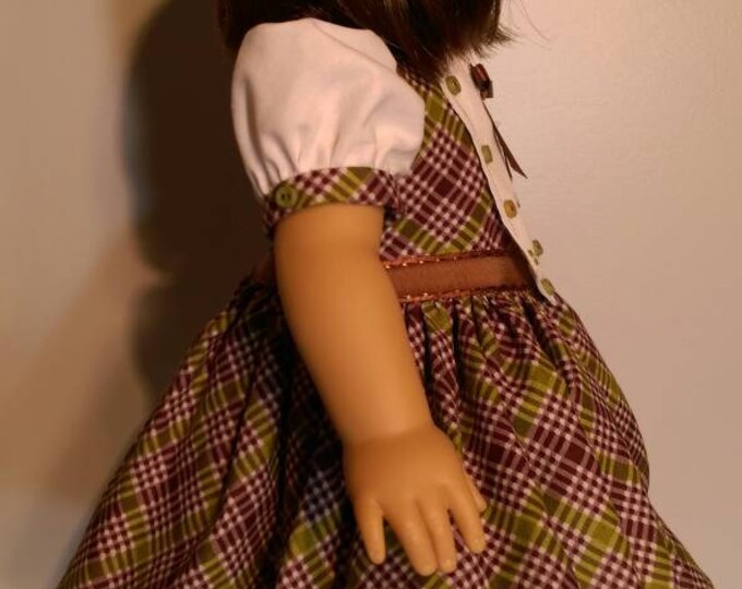 50' style plaid short sleeve dress fits 18 inch dolls