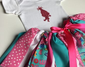 Trolls Poppy Tutu - Poppy Tutu - Trolls Poppy Shirt - Poppy Outfit - Trolls Party - Poppy Skirt - Poppy Party - Poppy Fabric Skirt -