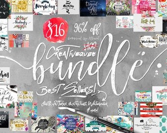 Digital fonts Bundle and Graphics, 96% Off SALE, modern Calligraphy font bundle, Brush, script, display, Watercolor Paper, Wedding, logo