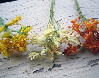 30 pieces of Gorgeous Antique Flower Pips, Stamens, 3 Colors, 10 pieces of each color, approx 4 inches long (Ref A-2549, A-2556 Box 2)