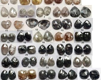 ON SALE 55% Matched Pair, Rose Cut Diamond, Natural Diamond, Rough Diamond, Raw Diamond, Faceted Cabochon, 5mm- 8mm Sparkling Finest Quality