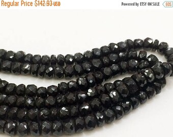 ON SALE 55% Black Tourmaline Beads, Black Tourmaline Faceted Rondelles, Black Tourmaline Necklace, 5.5mm - 6.5mm Bead, 8 Inch Strand