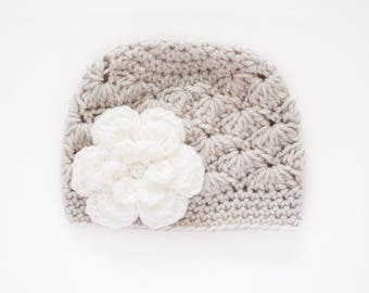 Newborn Girl Hat / Crochet Baby Hat / Girls Beanie / Girls Winter Hat / Baby Shower Gift Girl / Baby Girl Hat / Hats For Girls / Girls Hat