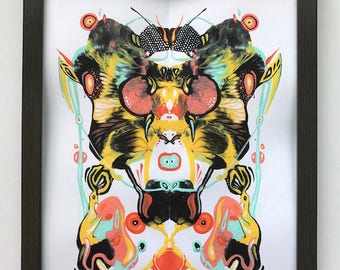 Abstract Painting, Contemporary Art, Modern Art, Psychology, Rorschach, Inkblot, Inkblot Painting, Mask Painting, African Mask, Doctor Gift